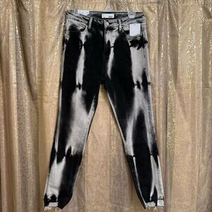 Vervet Haylie High Rise Skinny Ankle Black Gray Tie Dye Jeans Size 29 NWT